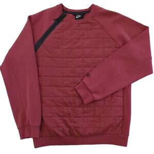 NIKE Sportswear Tech Pack Quilted Shoulder Zip Pullover Crew Red Rust Men Size S